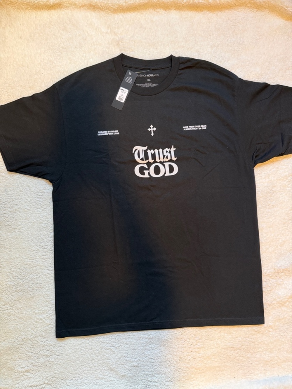 Mens XL Trust God Graphic Tee - Black